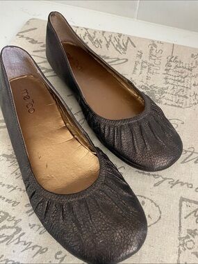 Bronze Leather Flats